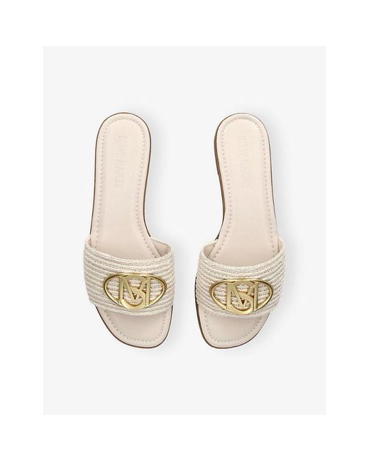 Steve Madden White Kora Flat Woven Sandals