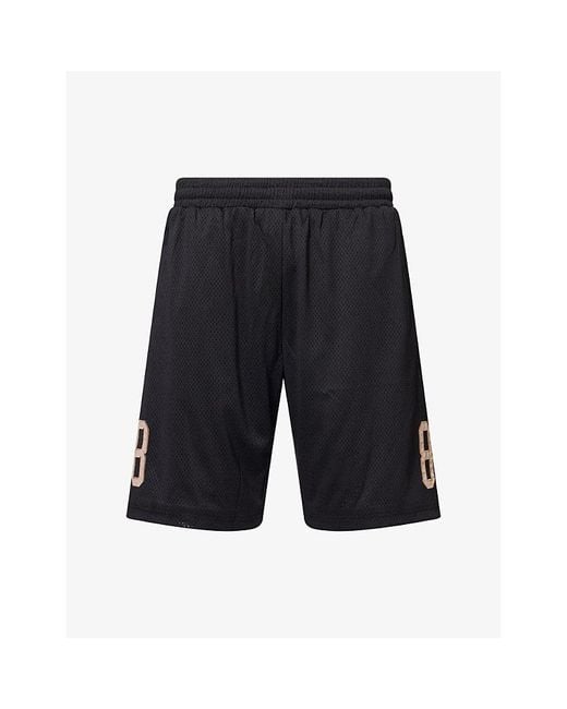 1886 Black Brand-Appliqué Mesh-Jersey Basketball Shorts for men