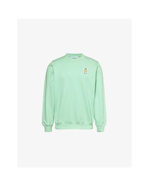 Casablancabrand Green L'arche De Nuit Graphic-patch Organic Cotton-jersey Sweatshirt for men