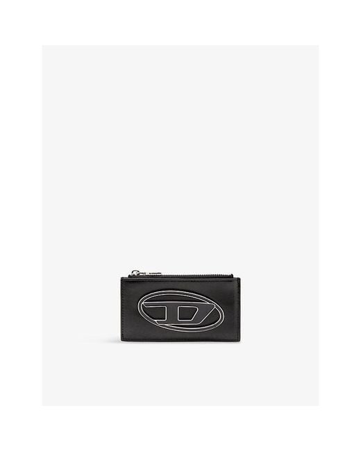 DIESEL Black 1Dr Logo-Plaque Leather Card Holder Lii