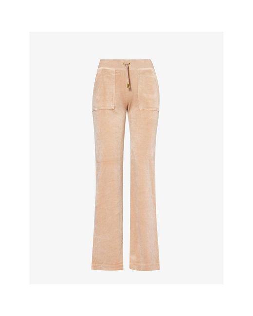 Juicy Couture Natural Del Ray Patch-pocket Velour jogging Bottoms