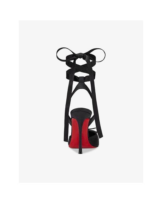 Christian Louboutin Black Cassia Lace Up 100 Crepe-Satin Heels