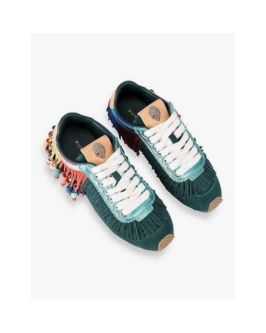 Kurt Geiger Green Islington Beaded Suede Trainers