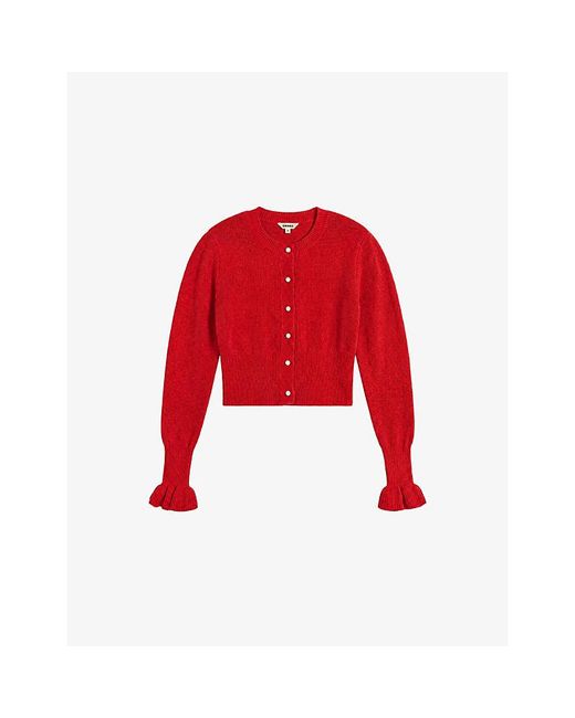 OMNES Red Sylvie Cotton Knitted Cardigan