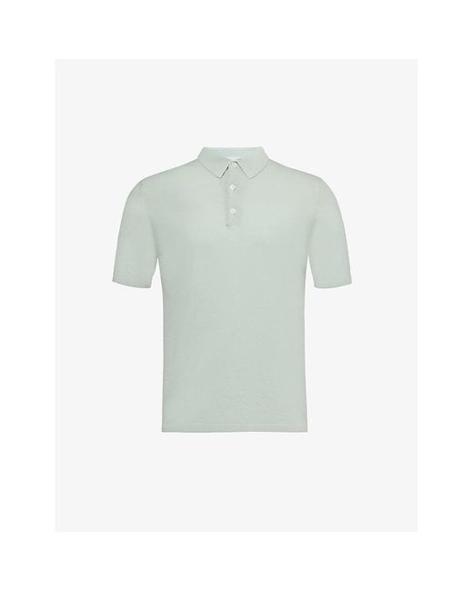 Eleventy Green Short-sleeved Ribbed-trim Cotton-knit Polo Shirt X for men