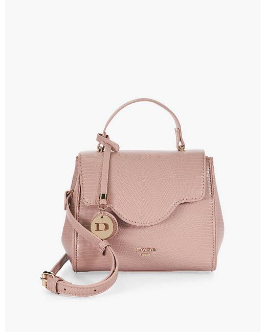 Dune Pink Dassio Small Crocodile-embossed Faux-leather Tote Bag