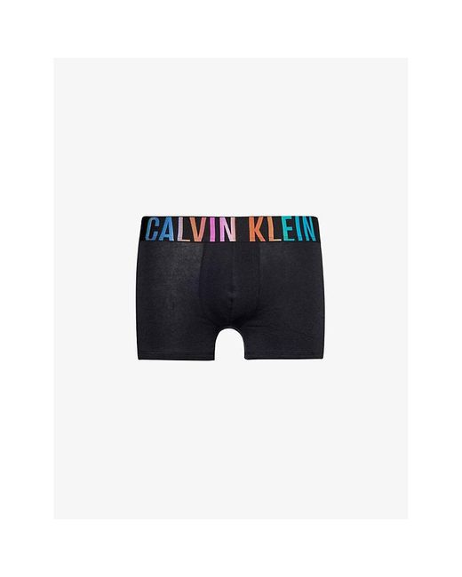 Calvin Klein Blue Branded-waistband Mid-rise Stretch-cotton Trunks X for men