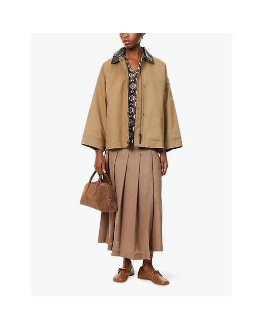Weekend by Maxmara Natural Dorema Contrast-Collar Cotton Blend Jacket