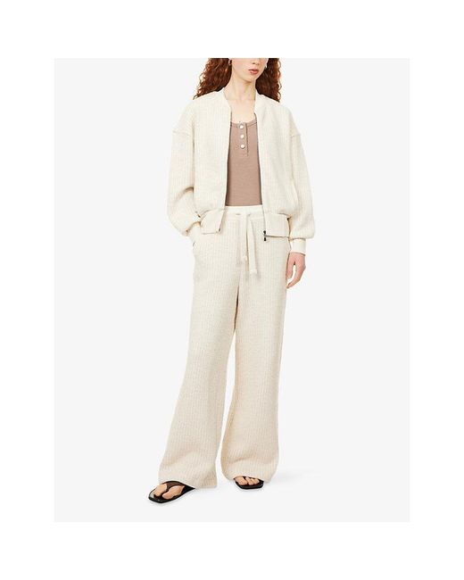 Emello White Textured Striped Cotton-Knit Jacket
