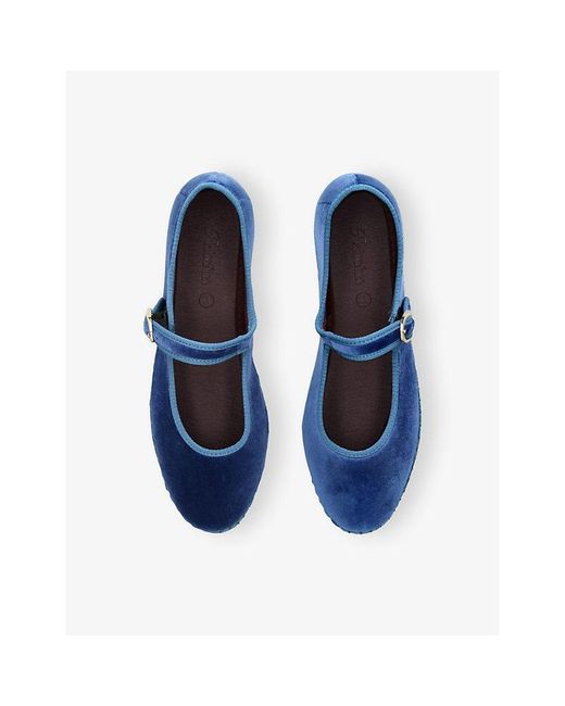 Flabelus Blue Alexandra Velvet Mary-Jane Shoes
