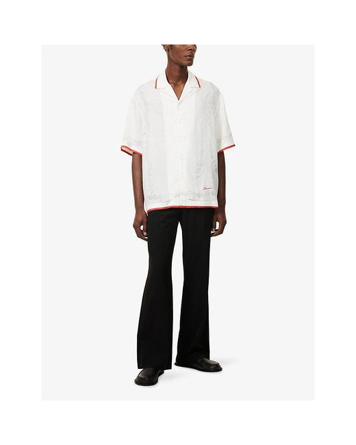 Jacquemus White La Cocktail Short-Sleeve Linen-Blend Shirt for men