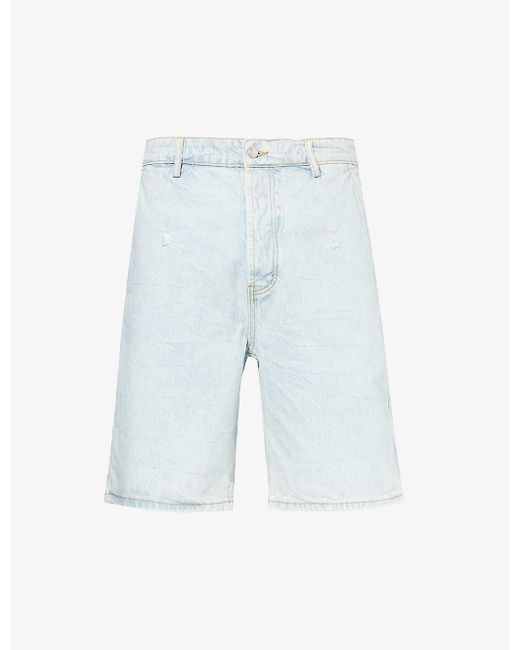 NAHMIAS Blue Bleach Stone Slip-pocket Denim Shorts for men
