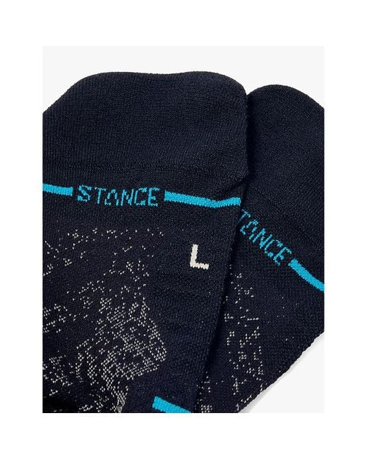Stance Blue Run Branded-Print Stretch-Woven Socks for men