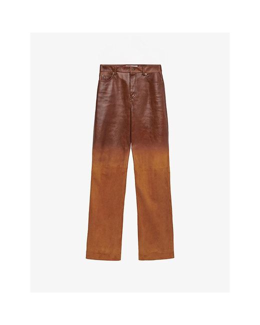 Loewe Brown Ombre Straight-Leg Leather Trousers
