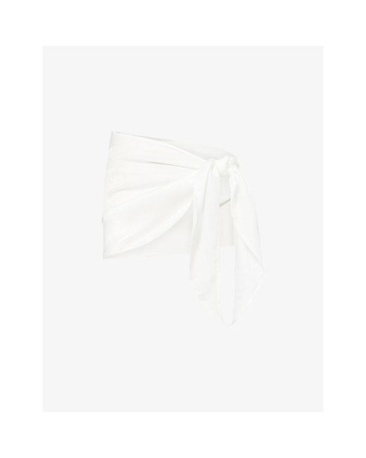 Gracejacob White Rain Shimmer Woven Sarong