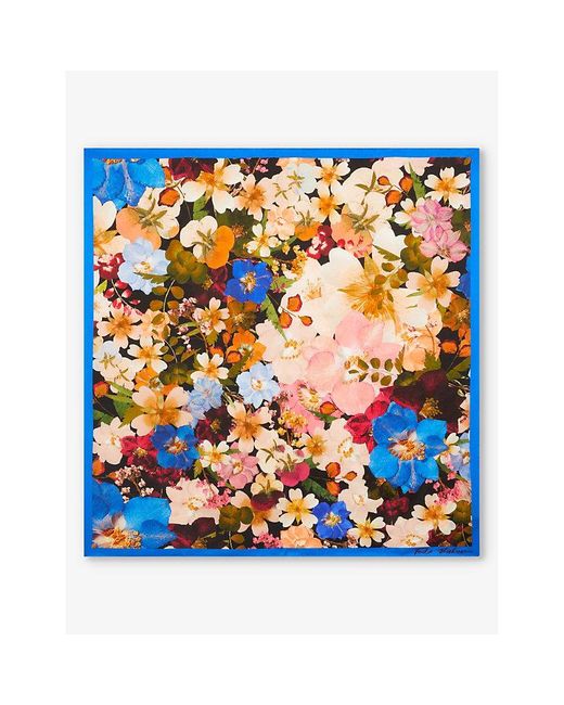 Ted Baker Blue Naomiea Floral-print Square Silk Scarf