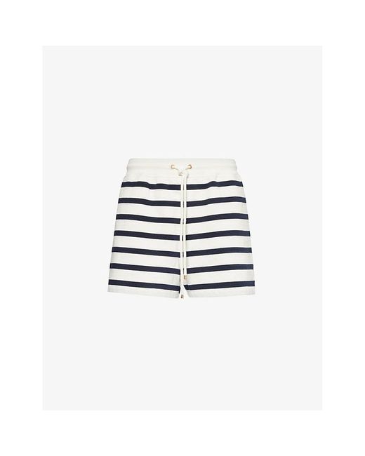 FRAME White Drawstring-waist Striped Cotton-blend Shorts
