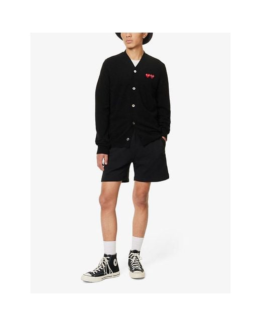COMME DES GARÇONS PLAY Blue Logo-Embroidered V-Neck Wool-Knit Cardigan for men