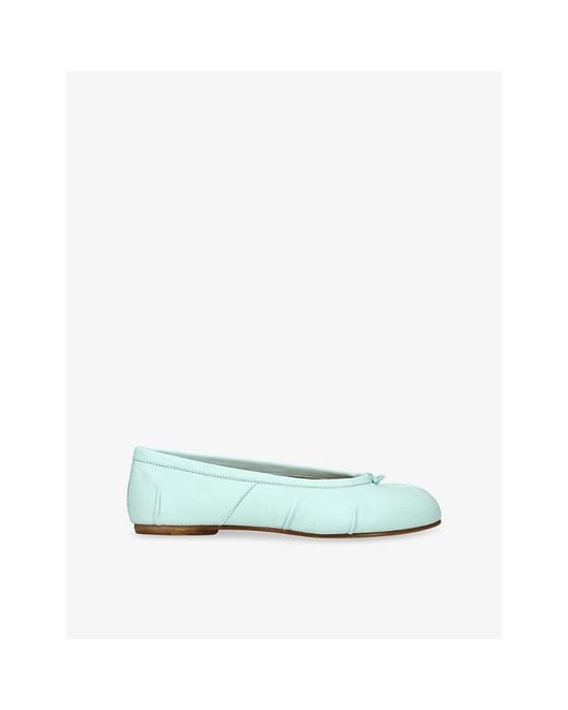 Maison Margiela Green Tabi Ballerina Leather Ballet Flats