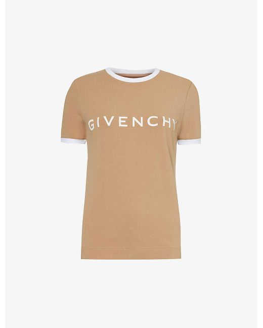 Givenchy Natural Brand-typography Ribbed-trim Cotton-jersey T-shirt