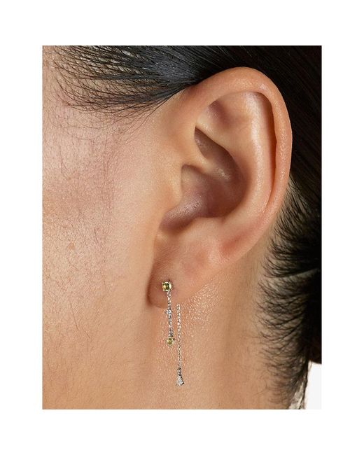 Astrid & Miyu White Chain Drop 14Ct- Lab-Grown Diamond And Sapphire Drop Earrings