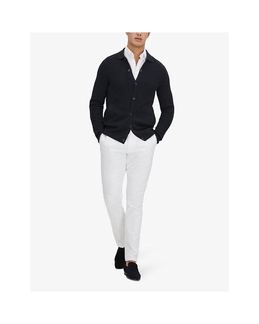 Reiss Blue Kiedler Button-down Long-sleeve Wool Cardigan X for men