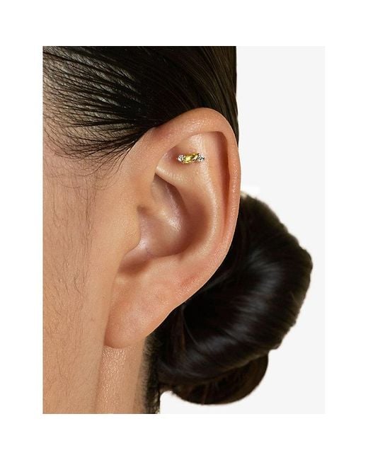 Astrid & Miyu Metallic Cluster 14Ct- Lab-Grown Diamond And Sapphire Marcquise Stud Earring