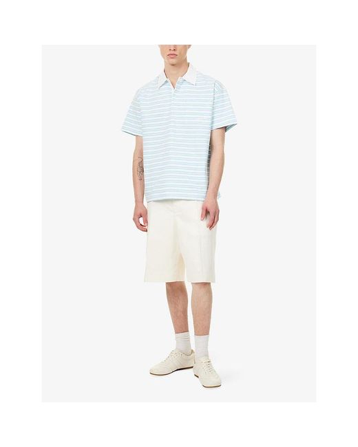 Summit Blue Rugby Cotton Polo Top for men