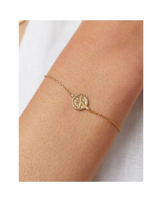 Astrid & Miyu White Sagittarius Zodiac 18Ct-Plated Sterling- And Cubic Zirconia Pendant Bracelet