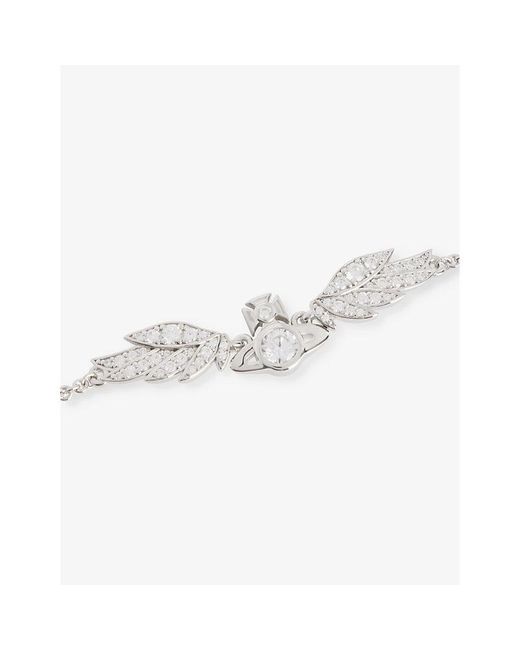 Vivienne Westwood White Dawna Orb-embellished 925 Sterling Silver And Cubic Zirconia Bracelet