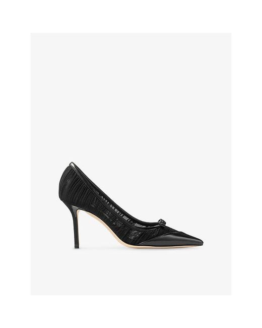 Jimmy Choo Black Love Mesh 85 Leather Heeled Courts