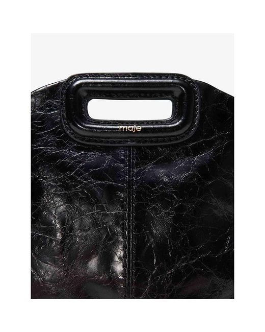 Maje Black Miss M Logo-Charm Leather Shoulder Bag