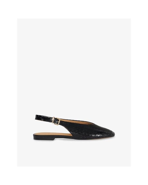 Dune Black Honora Reptile-Print Leather Slingbacks
