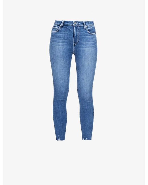 PAIGE Blue Hoxton Cropped Skinny High-rise Stretch-denim Jeans