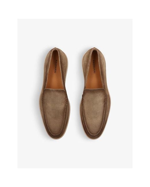 Magnanni Shoes Brown Paraiso Slip-On Suede Loafers for men