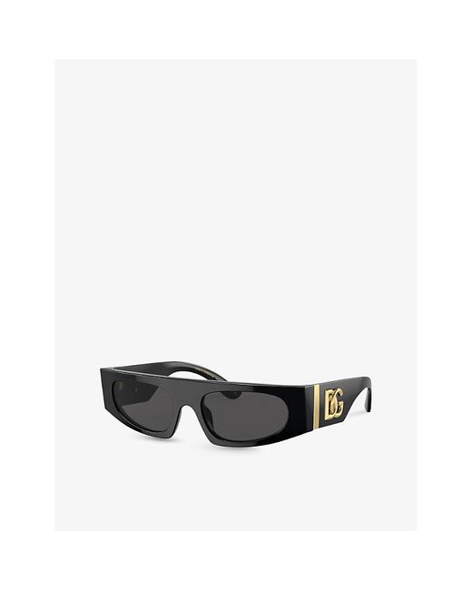 Dolce & Gabbana Black Dg4411 Rectangle-frame Acetate Sunglasses