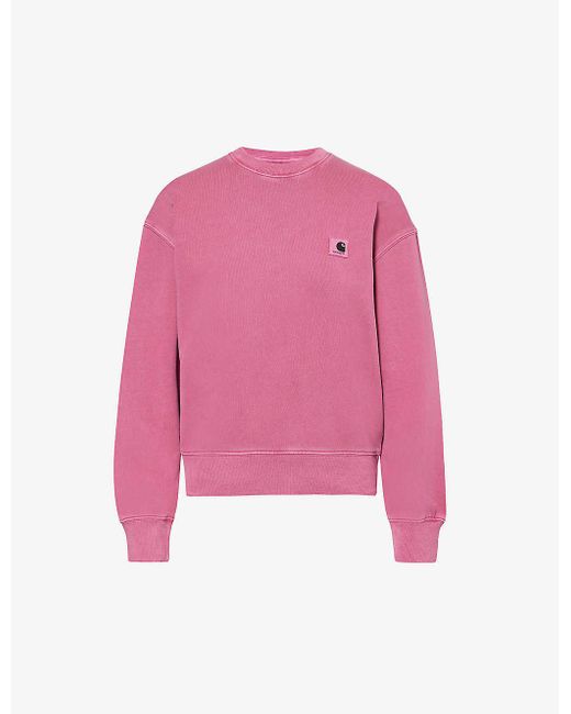 Carhartt Pink Nelson Brand-patch Cotton-jersey Sweatshirt