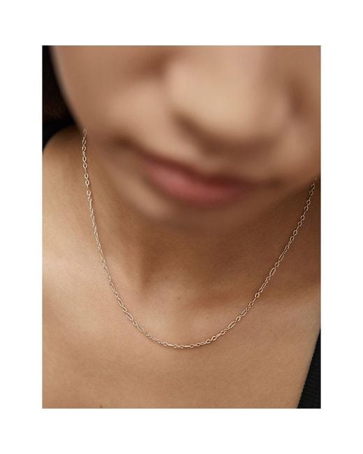Monica Vinader White Textured Link Sterling- Chain Necklace