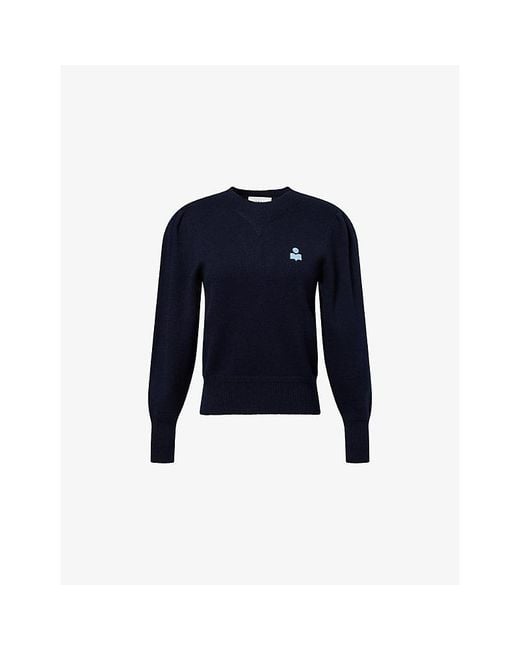 Isabel Marant Blue Kelaya Emblem Cotton And Wool-Blend Jumper