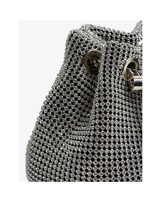 Reiss Demi Crystalembellished Woven Mini Bucket Bag in Gray Lyst