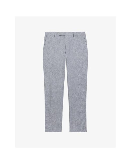 Ted Baker Gray Frankt Pinstriped Slim-fit Stretch Cotton-blend Trousers for men