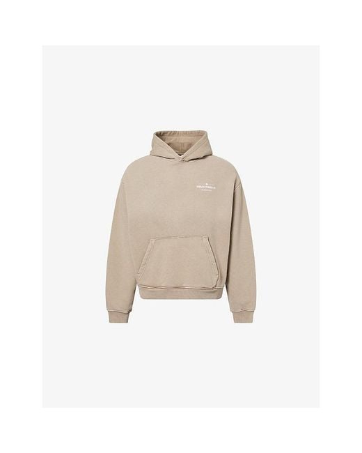 The Couture Club Natural Spray-Wash Logo-Print Cotton Hoody for men