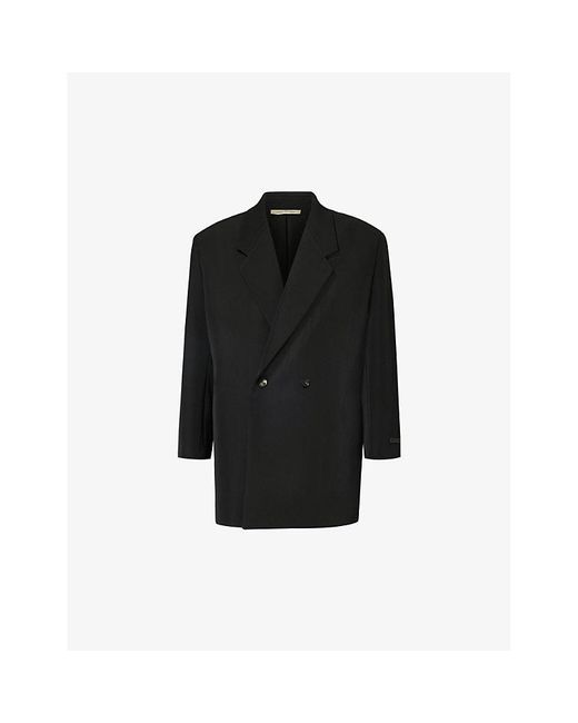Fear Of God Black California Notched-lapel Oversized Wool And Cotton-blend Jacket for men