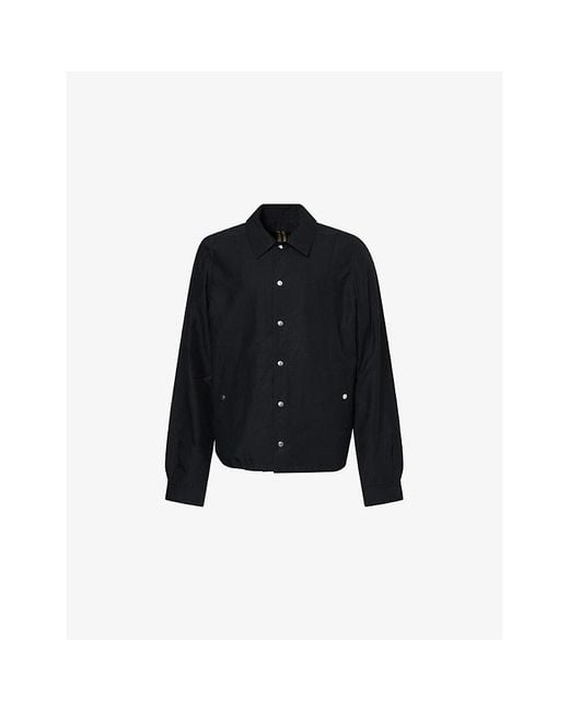 Rick Owens Black Snapfront Two-Buttoned-Pockets Woven Jacket for men