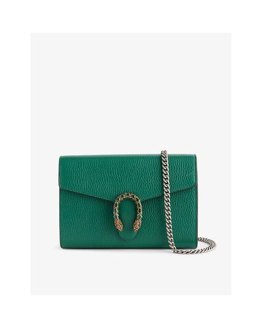 Gucci Green Dionysus Mini Grained-leather Wallet-on-chain