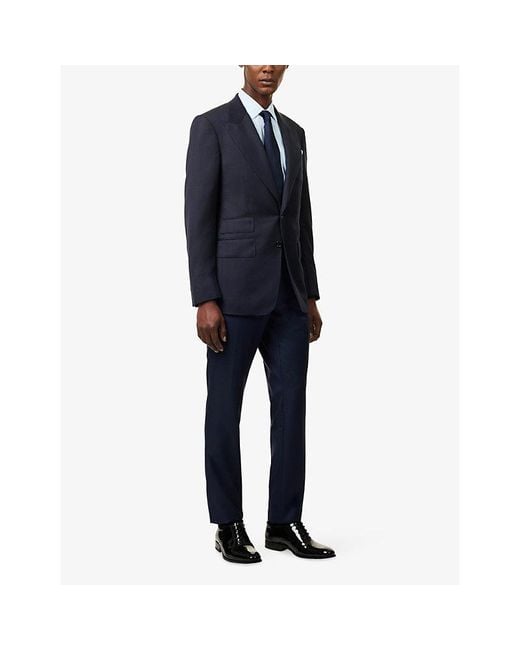 Tom Ford Blue Shelton Herringbone Single-Breasted Wool Blazer for men