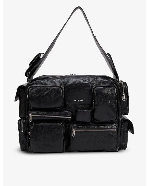 Balenciaga Superbusy Zipped Large Leather Crossbody Bag in Black for