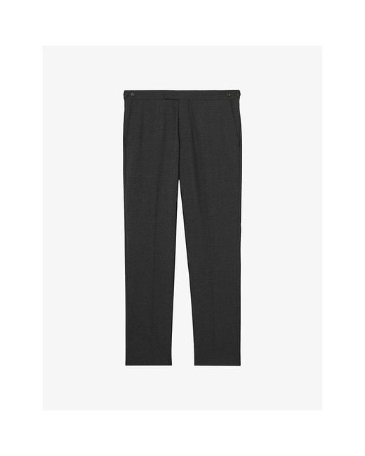 Reiss Black Promise Slim-Fit Wool-Blend Trousers for men