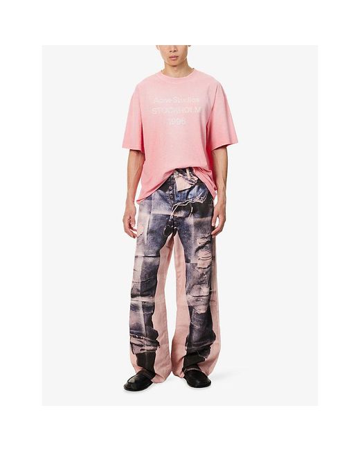 Acne Purple Trompe-L'Œil Straight-Leg Denim Jeans for men