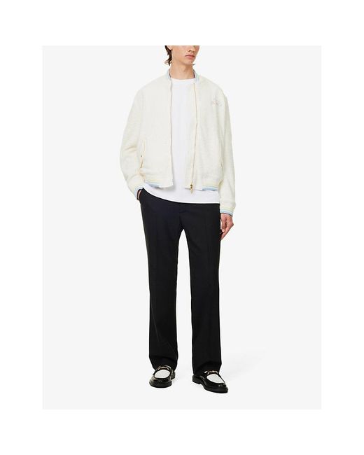 Casablancabrand White Embroidered Wool-blend Jacket for men